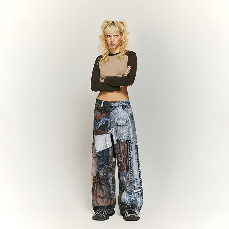 Vintage Patchwork Digital Printing Jeans American Street™