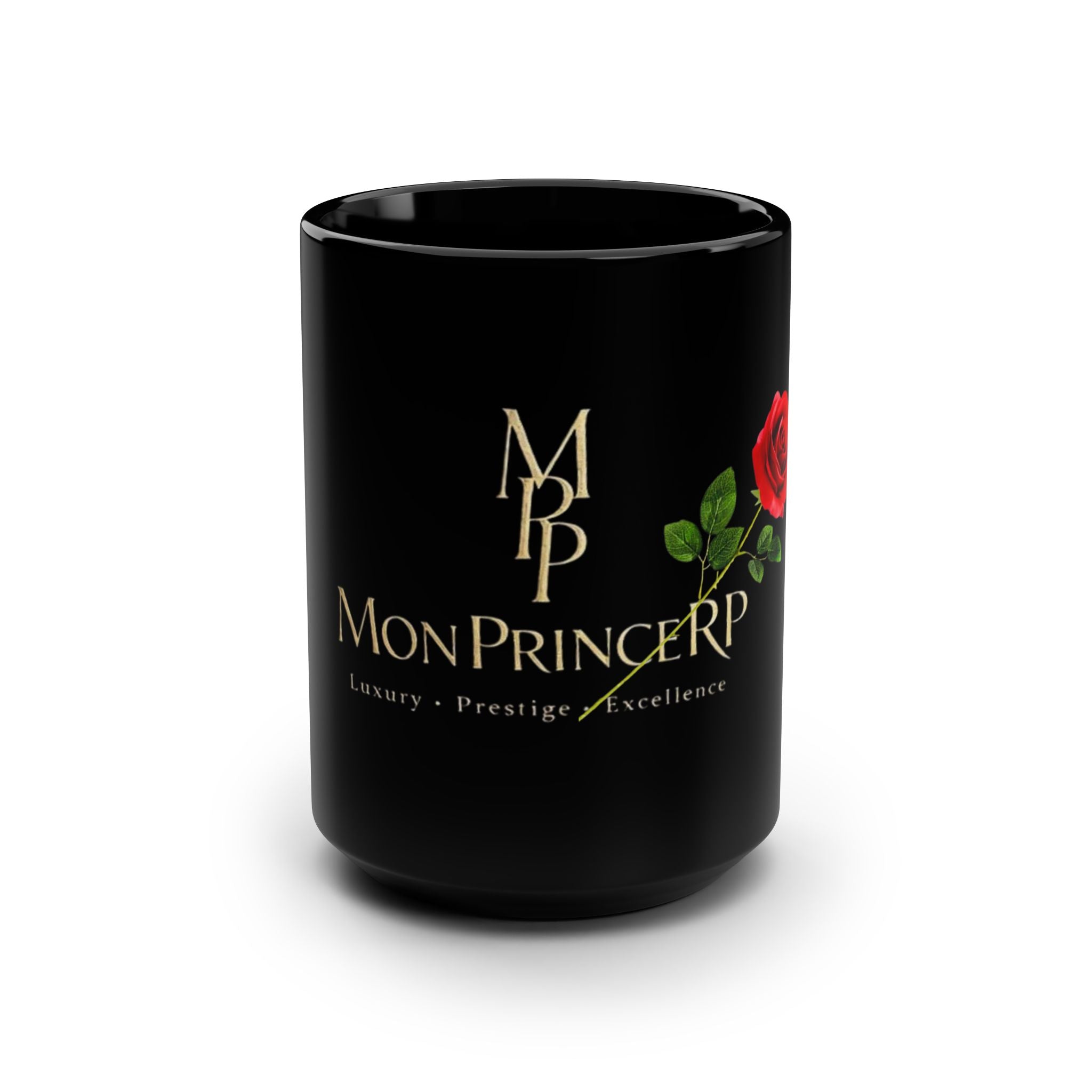 MonPrinceRP™ Luxury Black Ceramic Mug – 15oz Glossy Coffee Cup
