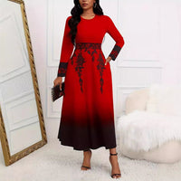 Women's Long Sleeve Gradient Swing Dress™