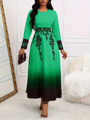 Women's Long Sleeve Gradient Swing Dress™