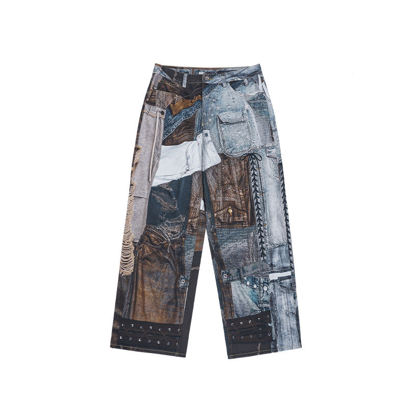 Vintage Patchwork Digital Printing Jeans American Street™