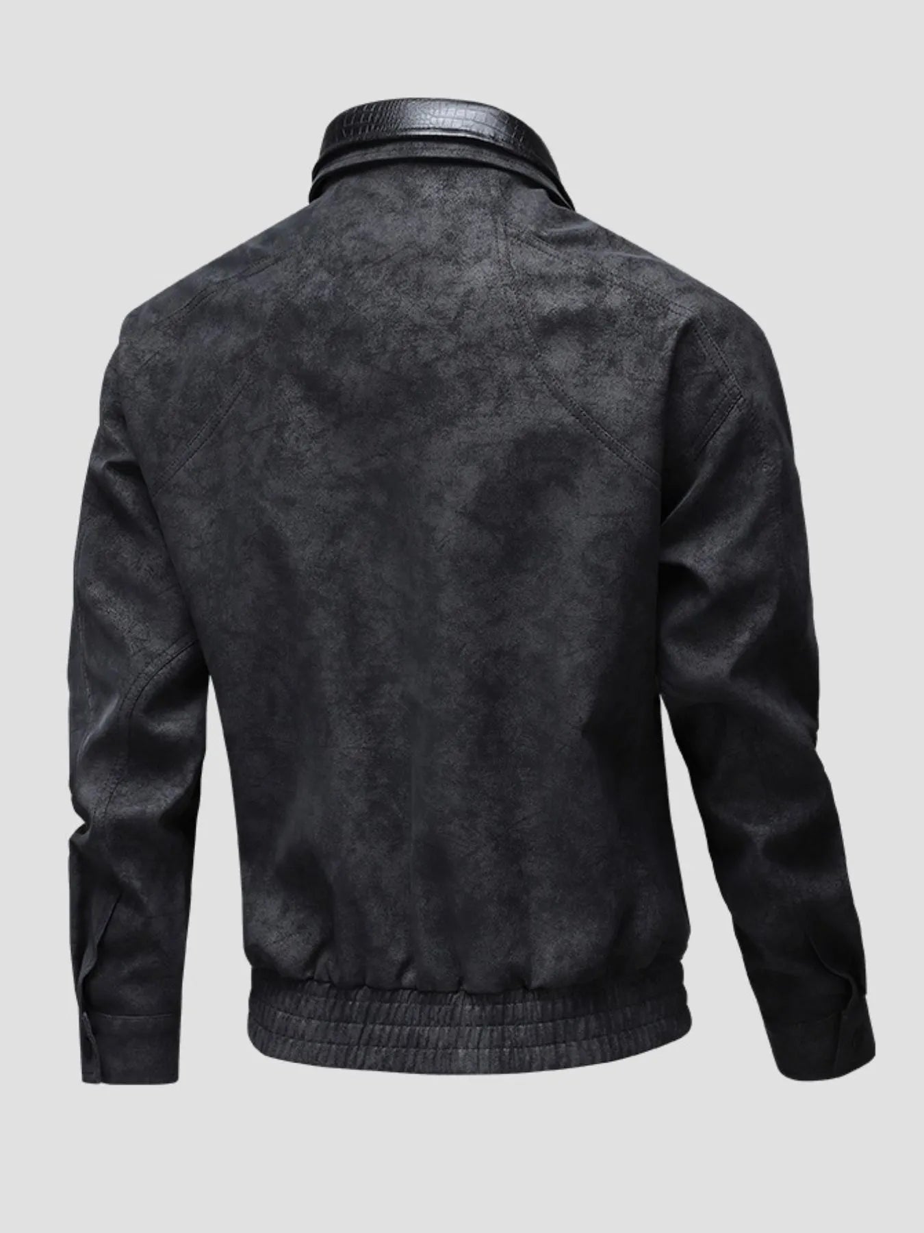 Men's Plus Size Leather Bomber Jacket with Full Zip Front ™