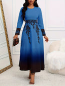 Women's Long Sleeve Gradient Swing Dress™