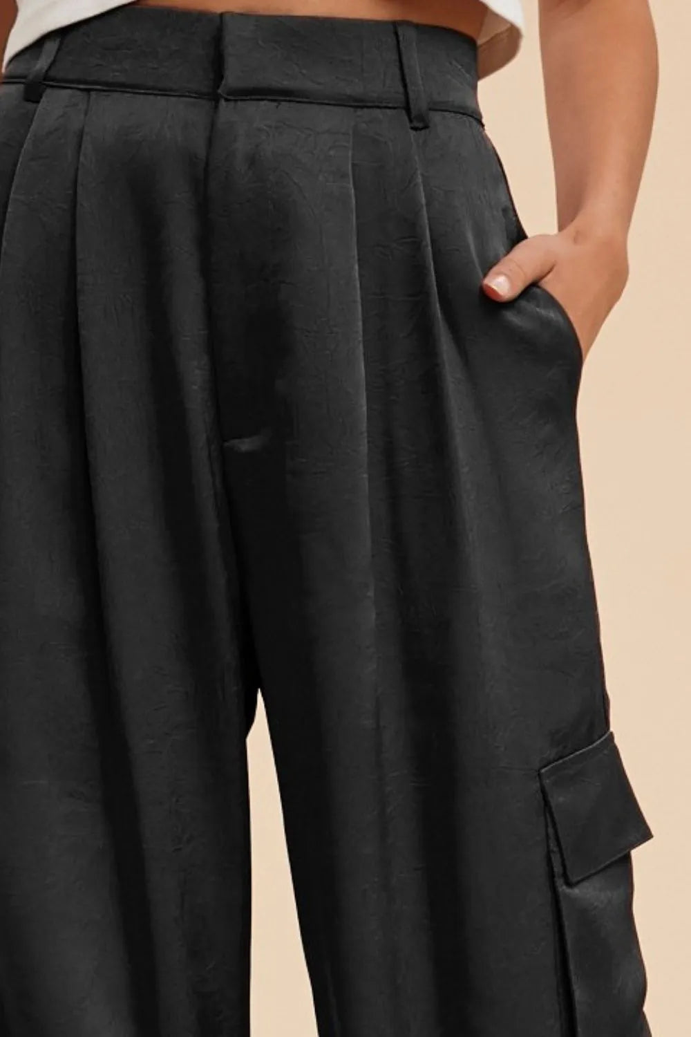 Annie Wear Wide Leg Cargo Satin Pants ™