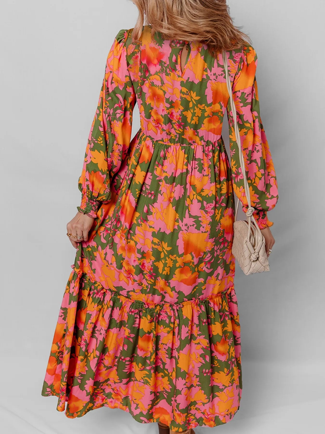 Smocked Floral Print Long Sleeve Maxi Dress™