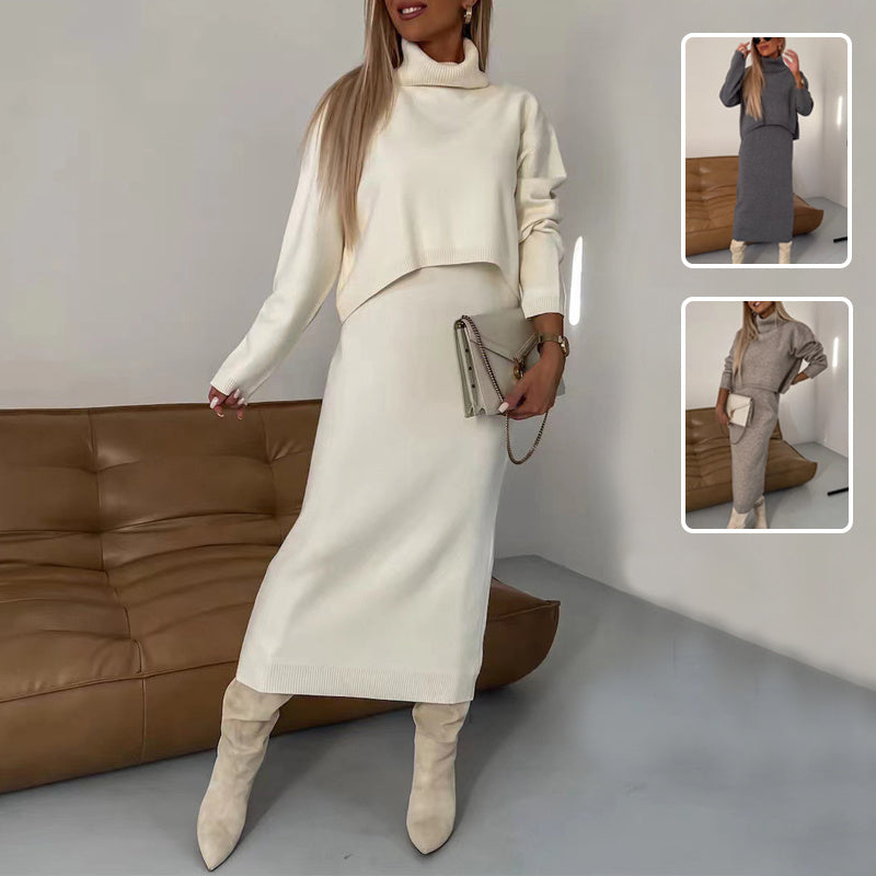 2pcs Winter Sweater Set: Turtleneck Pullover & Sleeveless Dress™