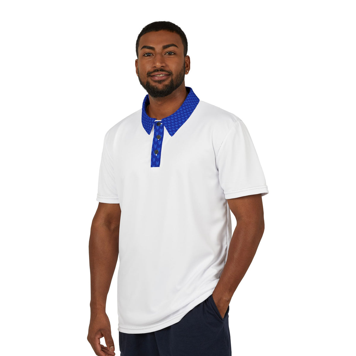 MonPrinceRP™ Men’s Royal Identity Polo | Pure White × MPRP Blue Code™