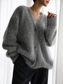 Women's Loose V-Neck Button Cardigan Sweater™