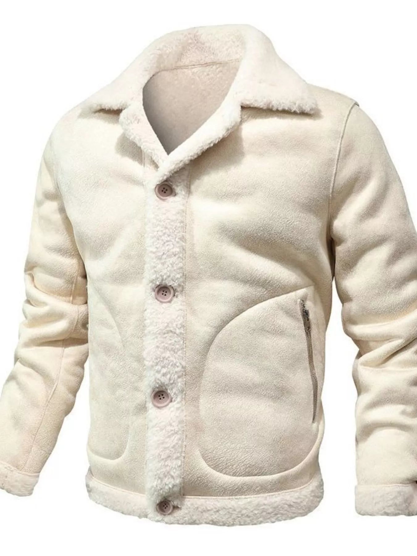 Mon Prince RP™ Men's Plus Size Shearling Lined Button Up Jacket
