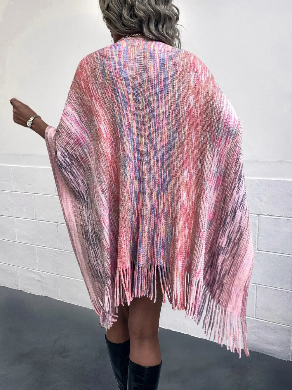 Heathered Fringe Hem Poncho ™