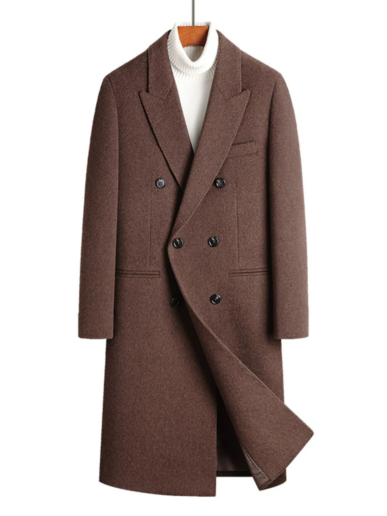 Men's Plus Size Double-Breasted Wool Overcoat ™