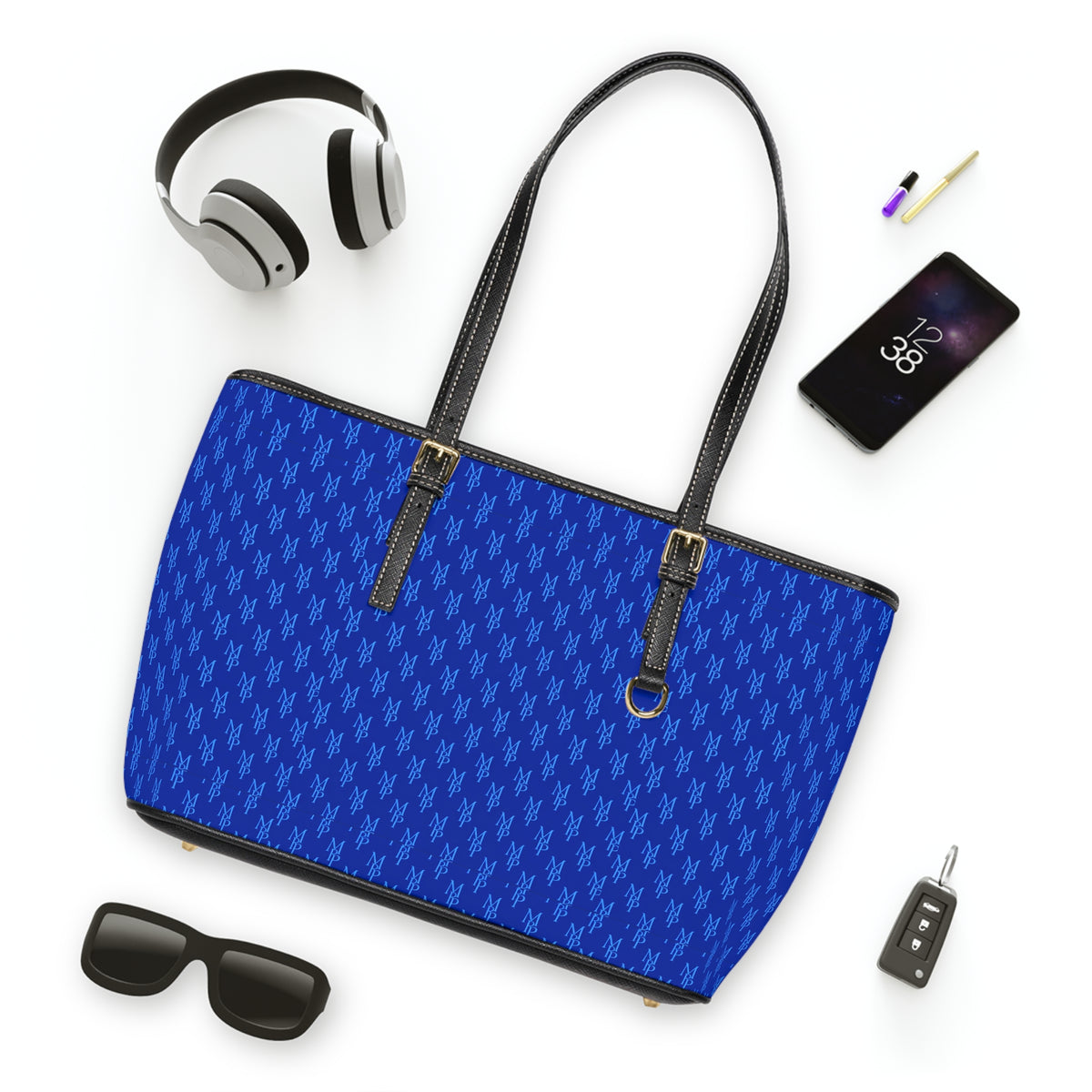 MONPRINCERP BLEU ROYAL — SIGNATURE MONOGRAM TOTE BAG 02
