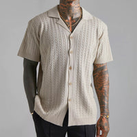 Men's Knitted Button-Up Short Sleeve Shirt™