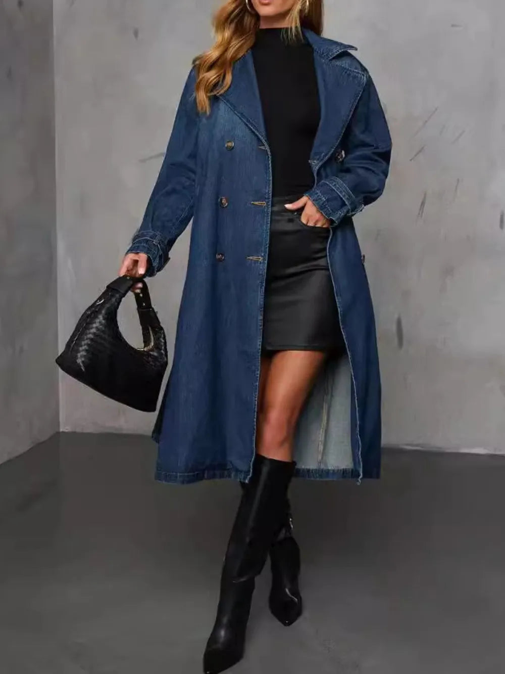 Button Up Long Sleeve Longline Denim Jacket ™