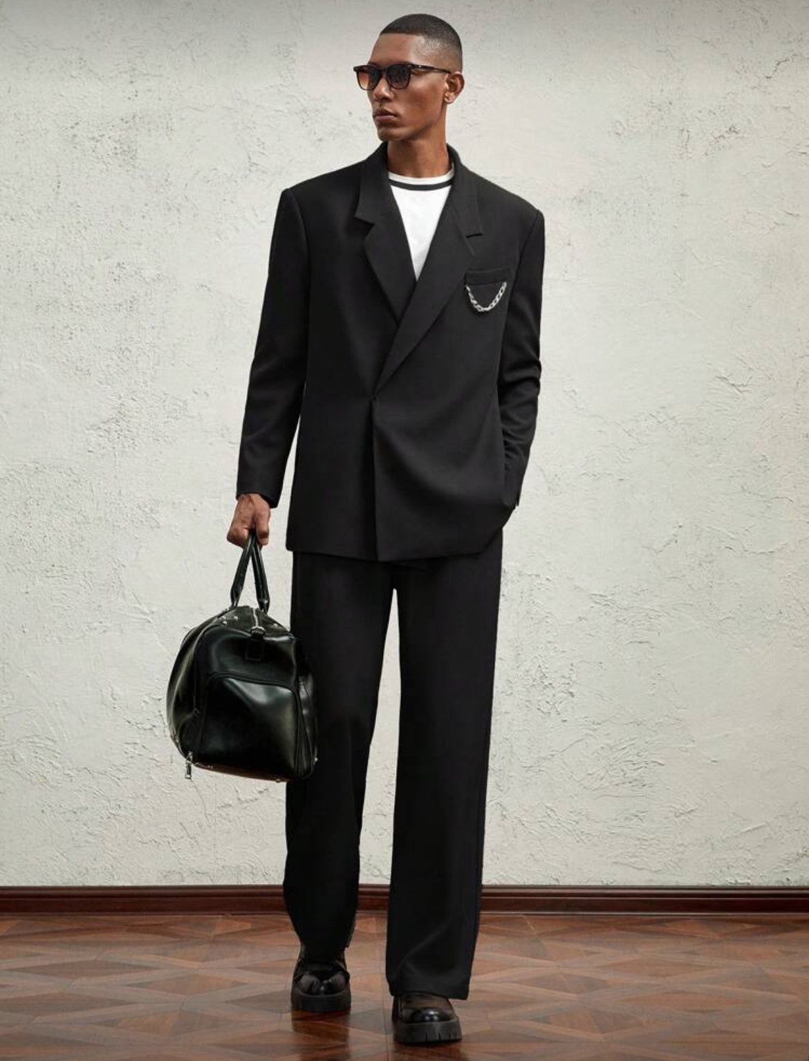 Mon Prince RP™ Formal Wide-Lapel Chain Detail Men’s Blazer – Fall/Winter Edition