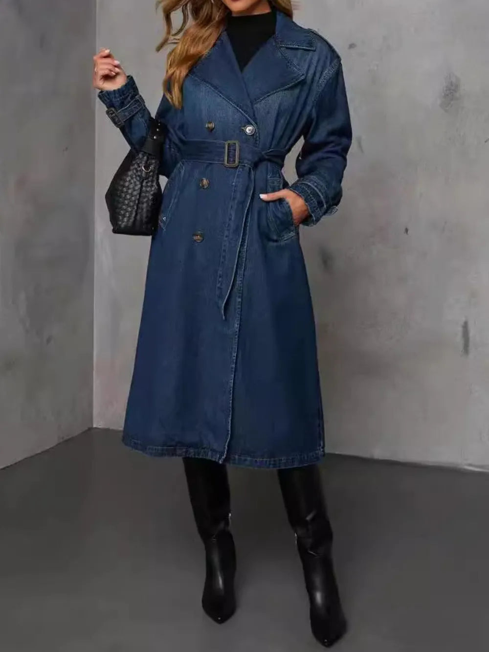 Button Up Long Sleeve Longline Denim Jacket ™