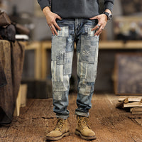 Fashion Men's Simple Youth Beggar Jeans