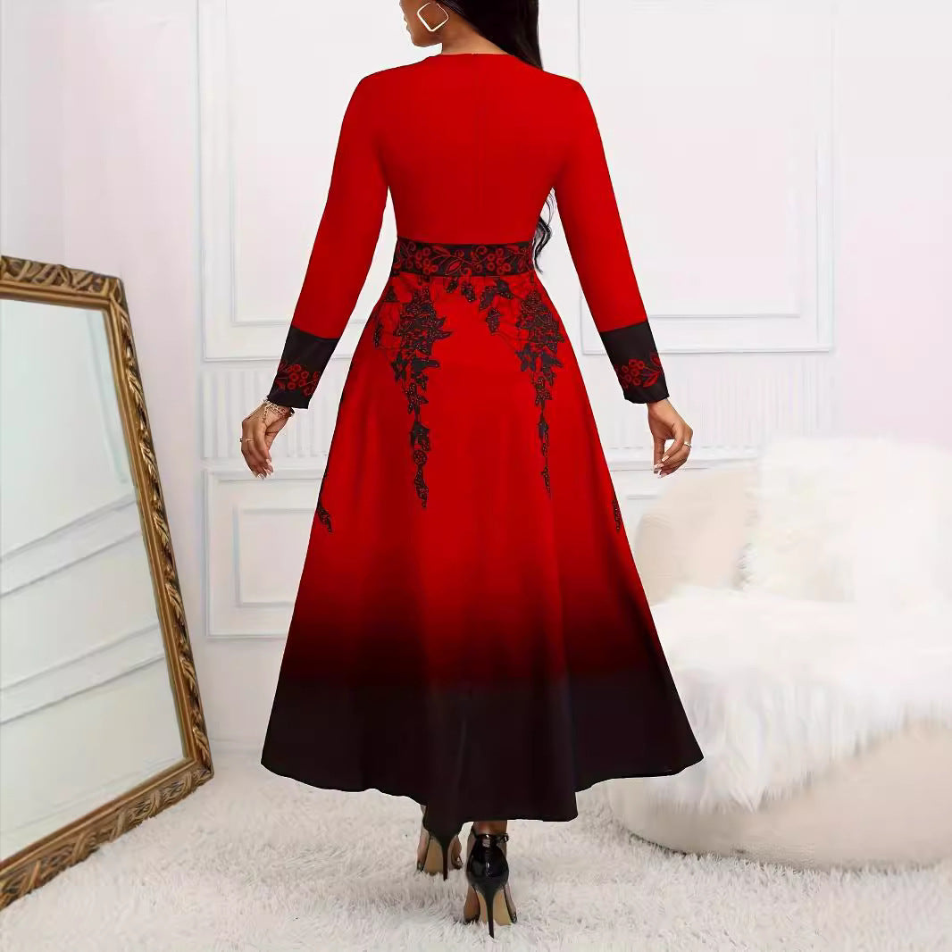 Women's Long Sleeve Gradient Swing Dress™