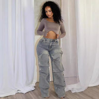 Women's Button High Waist Straight Jeans™