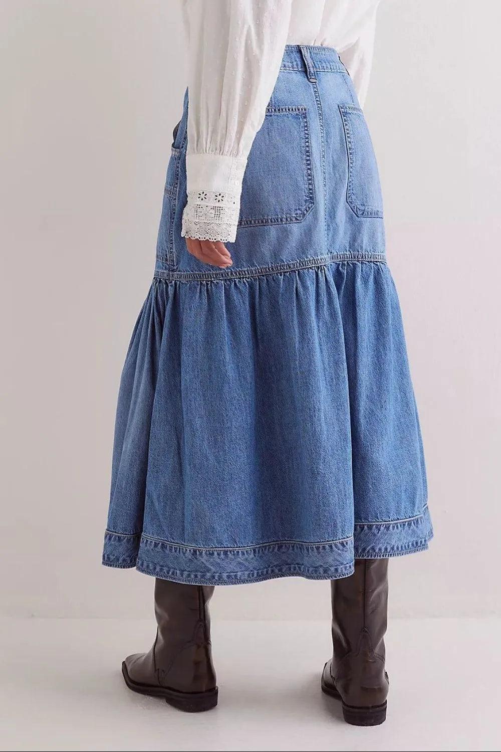 Midi Denim Skirt with Pockets™