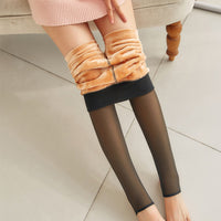 Plus Size Fleece-Lined Translucent Leggings for Women™