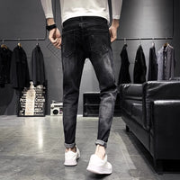 Jeans Masculino Preto Slim Fit Cropped