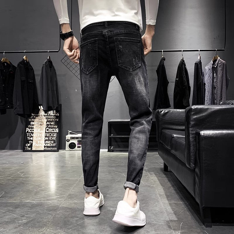 Jeans Masculino Preto Slim Fit Cropped