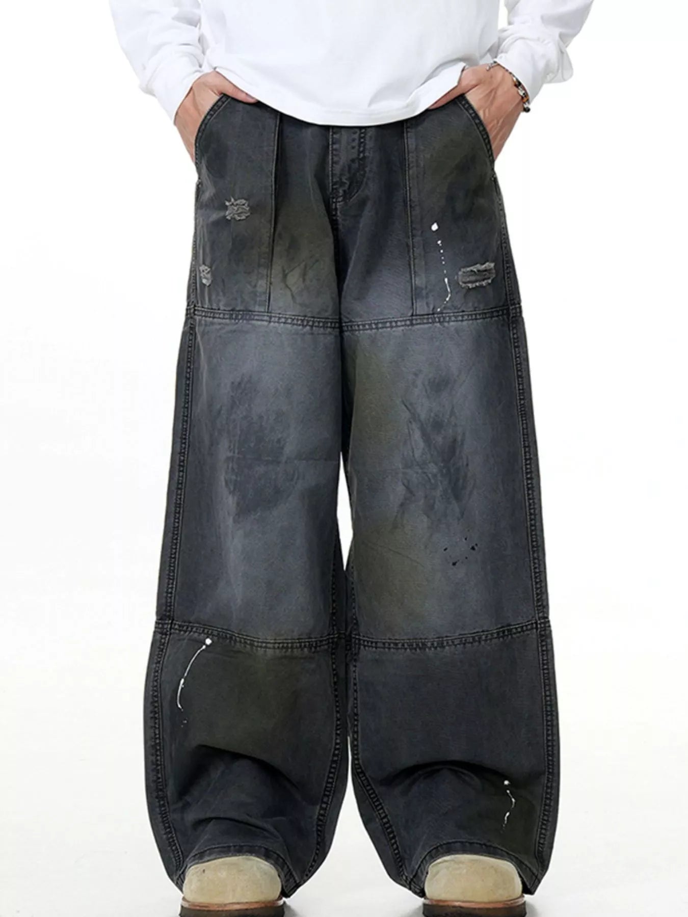 Men's Wash Wide Leg Jeans